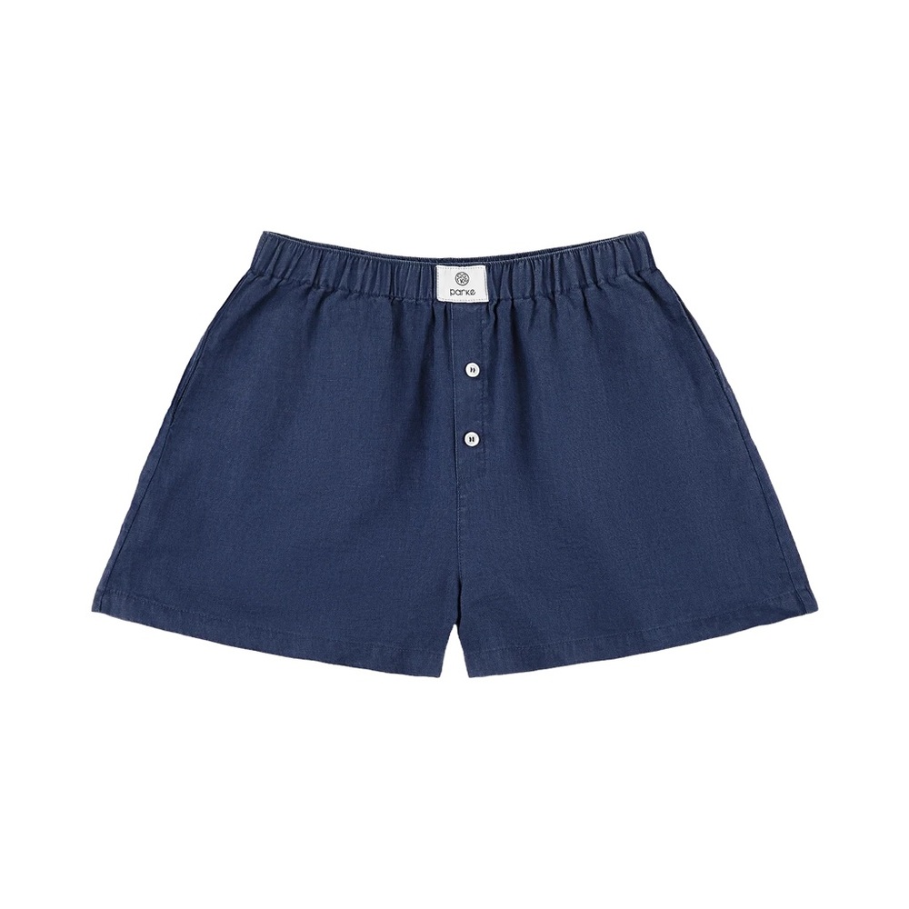 PARKE NAVY LINEN SHORTS M